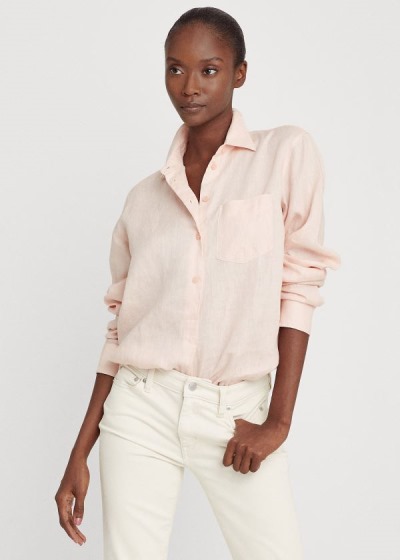 Women's Ralph Lauren Linen Long Sleeve Shirts | 684350RDA